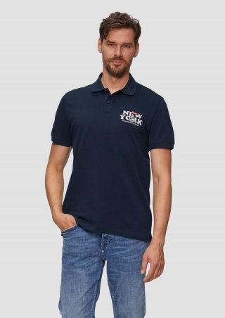 s.Oliver Poloshirt aus Baumwollpiqué mit Peanuts®-Motiv - navy