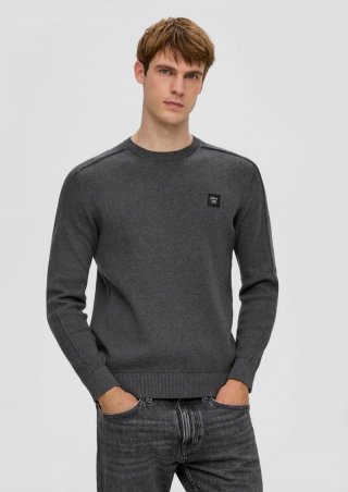 s.Oliver Weicher Strickpullover aus Baumwolle - dunkelgrau