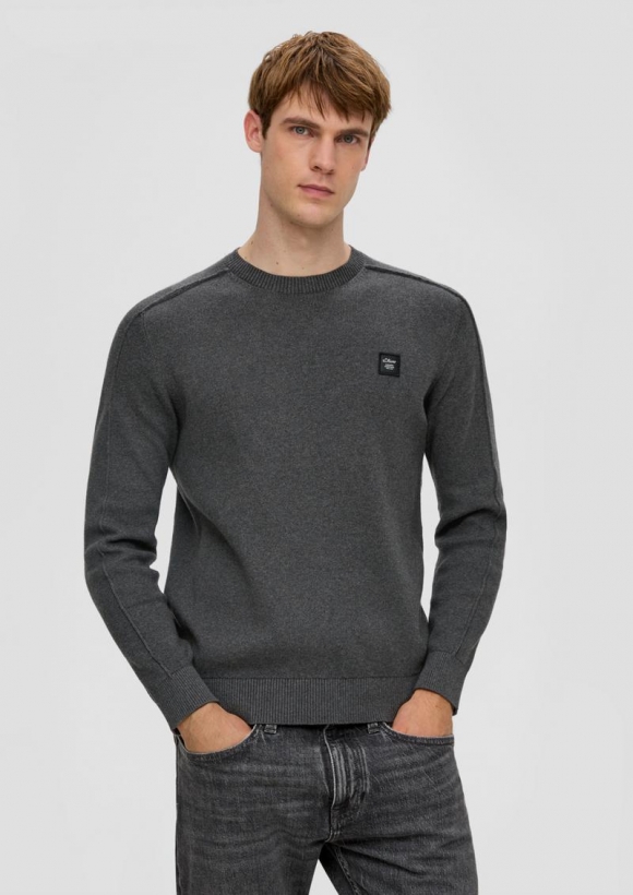 s.Oliver Weicher Strickpullover aus Baumwolle - dunkelgrau