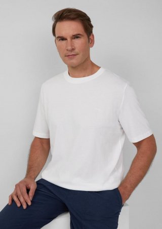 s.Oliver Baumwoll-T-Shirt mit Logo-Print - weiß