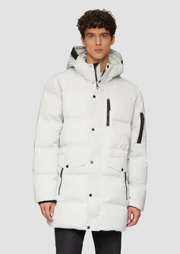 s.Oliver Wasserabweisender Puffermantel mit Zip-Details - hellgrau