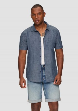 s.Oliver Hemd im Slim Fit und Denim-Look - blau