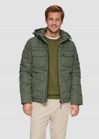 s.Oliver Gesteppte Jacke mit abnehmbarer Kapuze - olivgrün