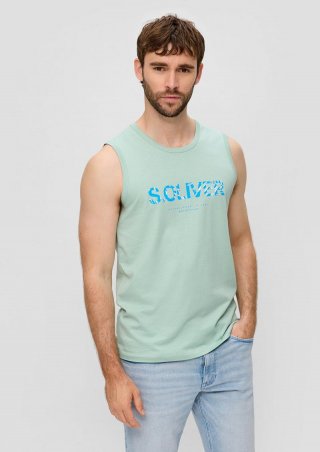 s.Oliver Ärmelloses Baumwoll-Shirt mit Frontprint - ozeangrün