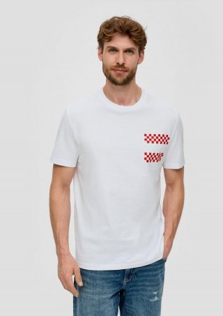 s.Oliver Unisex Baumwoll-T-Shirt mit EM-Print - weiß