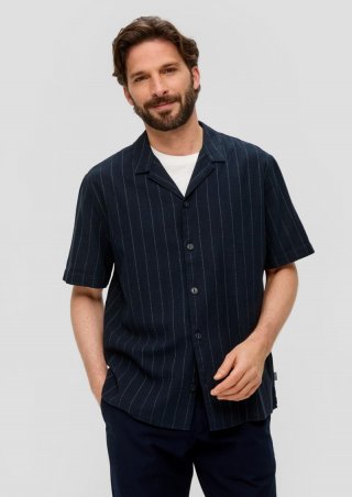 s.Oliver Kurzarmhemd aus Leinenbaumwollmix - navy
