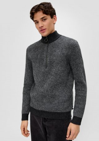 s.Oliver Strickpullover mit Rippstruktur - schwarz