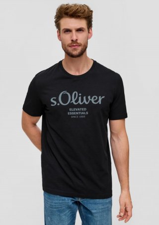 s.Oliver T-Shirt mit Logo-Print - schwarz