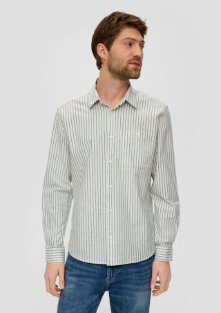 s.Oliver Langarmhemd mit Under-Button-down-Kragen - weiß