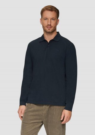 s.Oliver Poloshirt aus Piqué mit Logo-Stickerei - navy