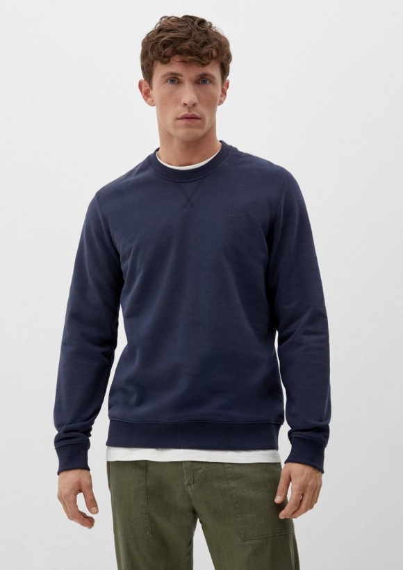 s.Oliver Sweatshirt mit Logoprint - dunkelblau