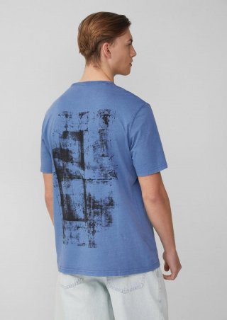 s.Oliver Gewaschenes T-Shirt mit Front- und Rückenprint - royalblau
