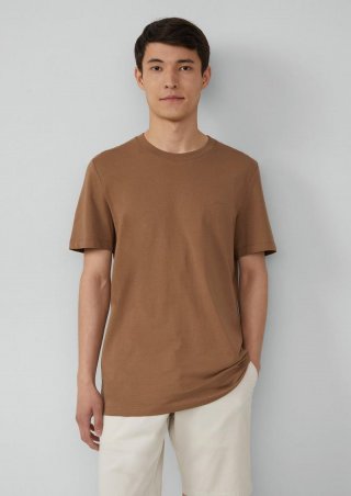 s.Oliver Baumwoll-T-Shirt mit Logo-Print - sandstein