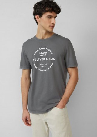 s.Oliver T-Shirt mit Artwork - grau meliert
