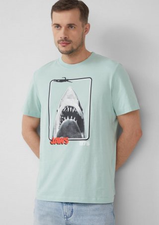 s.Oliver T-Shirt aus Baumwolle mit Jaws© UCS LLC-Print - ozeangrün
