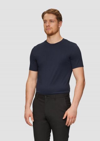 s.Oliver Jerseyshirt im Slim Fit aus merzerisierter Baumwolle - navy