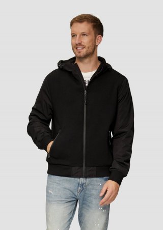 s.Oliver Jacke mit innovativem Materialmix und Kapuze - schwarz