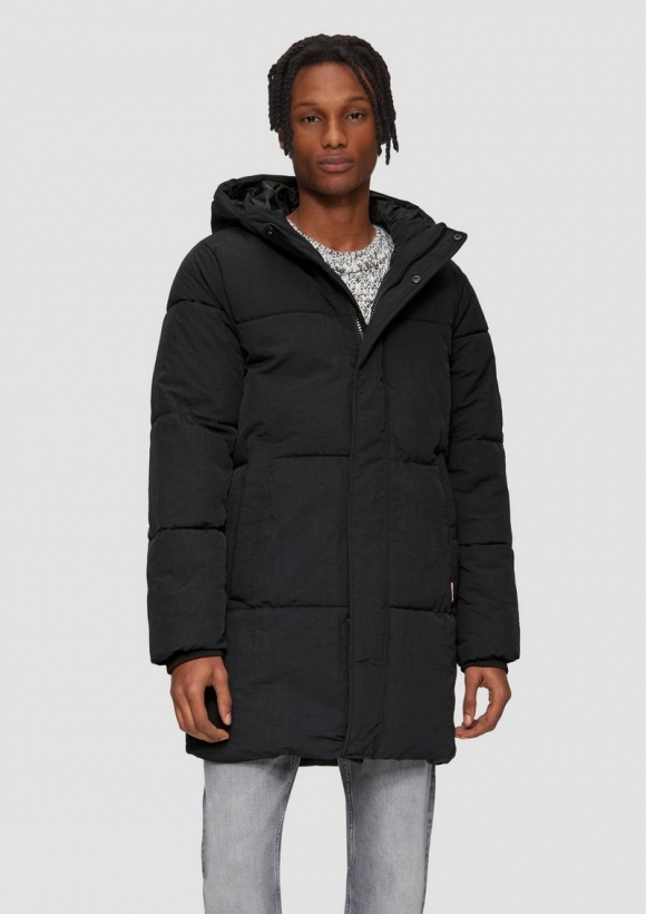 s.Oliver Gesteppter Outdoor-Mantel mit Kapuze - schwarz