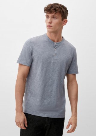 s.Oliver T-Shirt mit Henleyausschnitt - schiefergrau