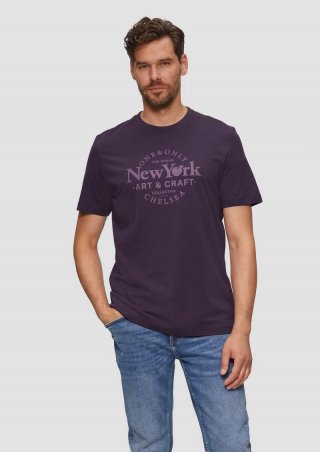 s.Oliver T-Shirt mit Frontprint - aubergine