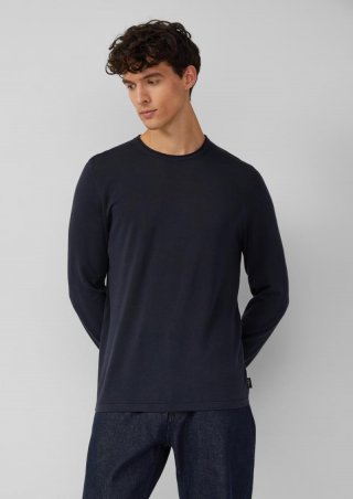 s.Oliver Leichter Feinstrick-Pullover aus reiner Baumwolle - navy