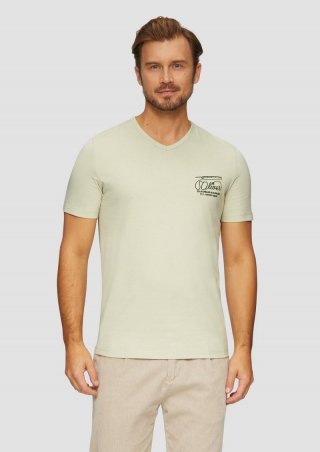 s.Oliver T-Shirt mit Logostickerei - helles beige