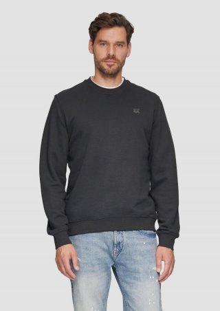 s.Oliver Sweatshirt aus Baumwollmix mit Logo-Detail - schiefergrau