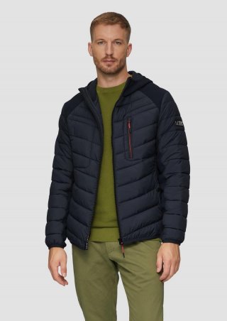 s.Oliver Pufferjacke im Fabricmix mit Kontrast-Details - navy