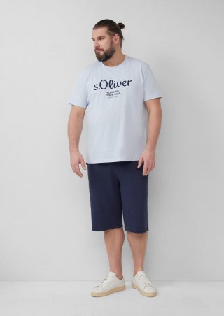 s.Oliver Detroit: Sweat-Bermuda mit Flammgarnstruktur im Relaxed Fit - tiefblau