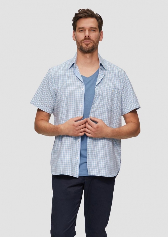 s.Oliver Kurzarmhemd mit Kentkragen - hellblau