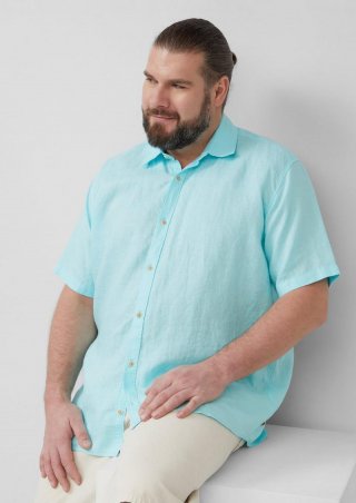 s.Oliver Regular Fit: Leichtes Kurzarmhemd aus 100% Leinen - minze