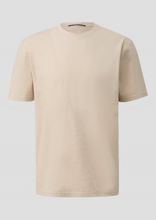 s.Oliver Rundhals-T-Shirt mit asymmetischer Teilungsnaht - beige