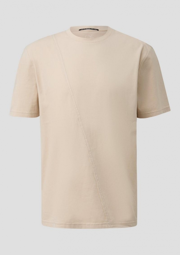s.Oliver Rundhals-T-Shirt mit asymmetischer Teilungsnaht - beige