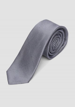 s.Oliver Krawatte aus Seidenmix mit Jacquard-Muster - schiefergrau