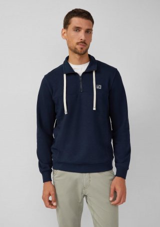 s.Oliver Sweatshirt mit Eingrifftaschen und Label-Patch - navy