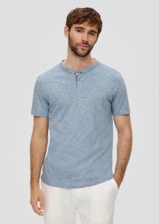 s.Oliver Baumwollshirt mit Henleyausschnitt - hellblau