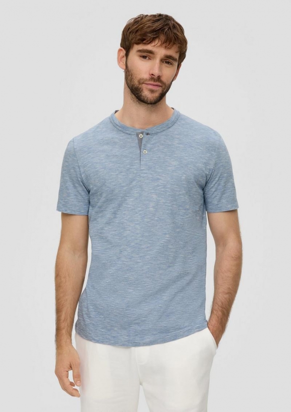 s.Oliver Baumwollshirt mit Henleyausschnitt - hellblau