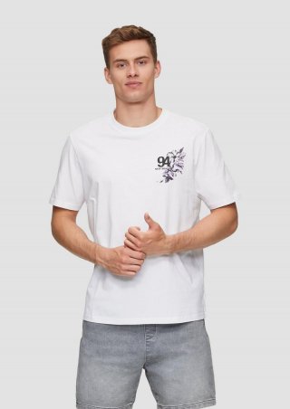 s.Oliver Baumwollshirt mit Brustprint - weiß
