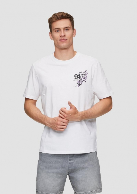 s.Oliver Baumwollshirt mit Brustprint - weiß