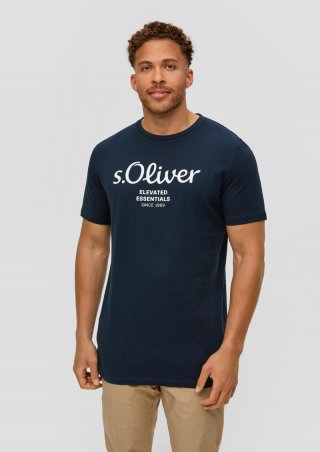 s.Oliver T-Shirt aus Baumwolle mit Logo-Print - navy