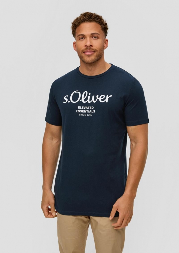 s.Oliver T-Shirt aus Baumwolle mit Logo-Print - navy