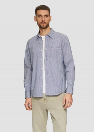 s.Oliver Regular Fit: Gestreiftes Hemd aus Popelin - ozeanblau
