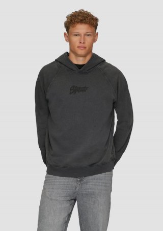 s.Oliver Gewaschener Hoodie mit Frontdruck - dunkelgrau