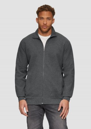 s.Oliver Sweatjacke aus Jacquard in Strick-Optik - dunkelgrau