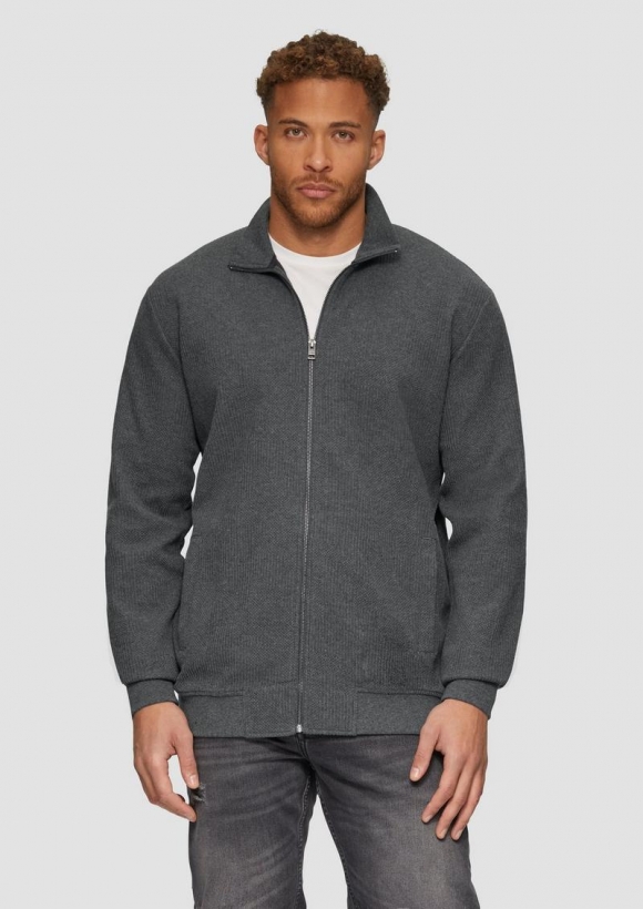 s.Oliver Sweatjacke aus Jacquard in Strick-Optik - dunkelgrau