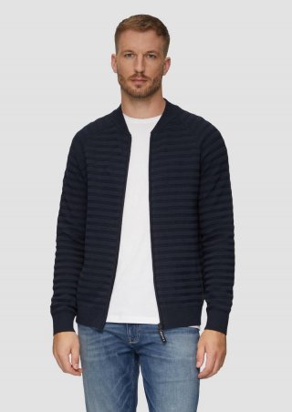s.Oliver Strickjacke mit Strukturstreifen - navy