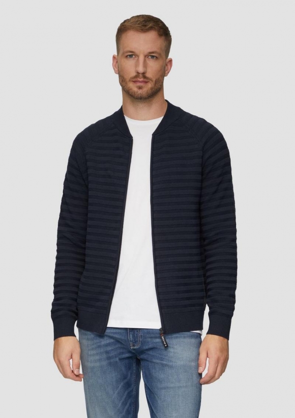 s.Oliver Strickjacke mit Strukturstreifen - navy