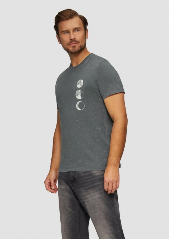 s.Oliver T-Shirt mit Used-Effekt - schwarz