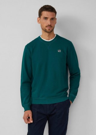 s.Oliver Sweatshirt aus Baumwollmix mit Crew Neck - tannengrün