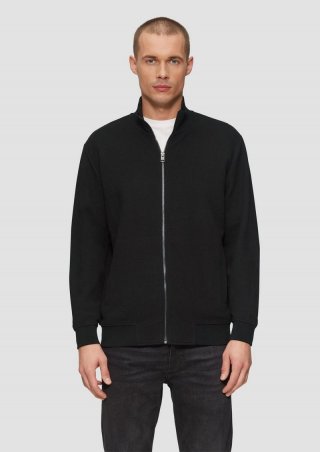 s.Oliver Sweatjacke aus Jacquard in Strick-Optik - schwarz